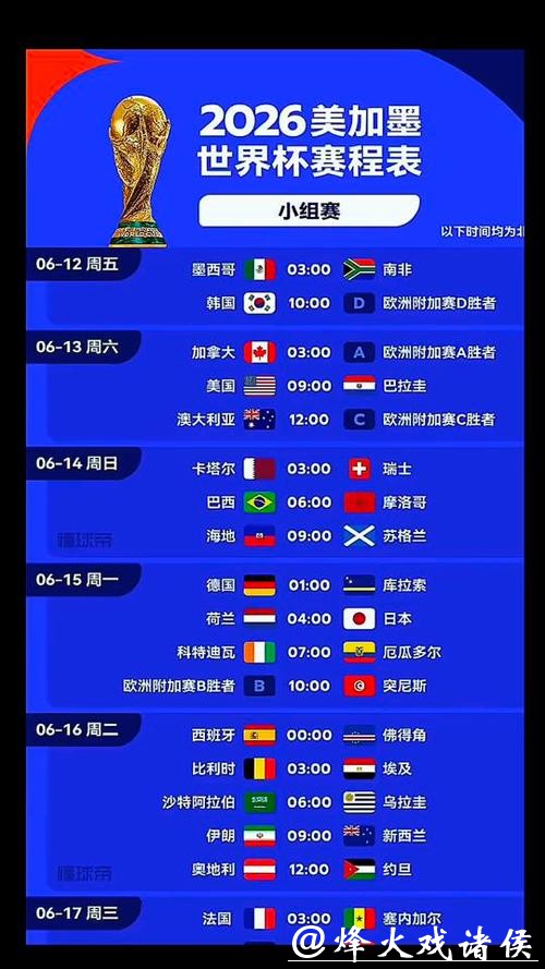 2026年世界杯高清直播时间表